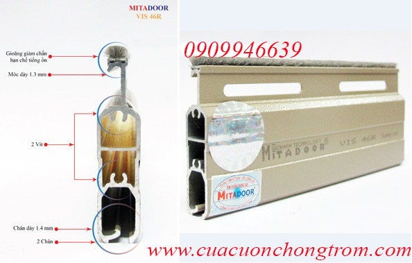 Cửa Cuốn Nhôm  Mitadoor Khe Thoáng Vis 46R (1.5 ly)